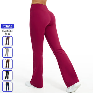 summer brushed high waist yoga pants tight wide leg flare pants running sports fitness micro flare pants 5061