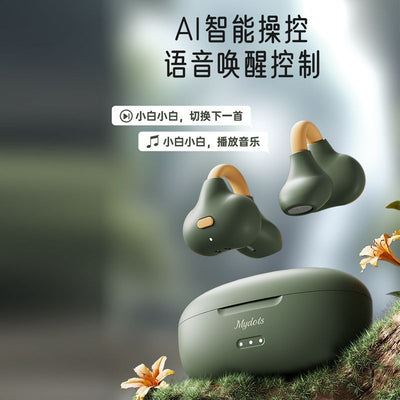 Open bluetooth headphones with ai voice wake-up, hd audio, clip-on design, ideal for running and sports, deep bass, ultra-long battery life, in-ear smart headphones