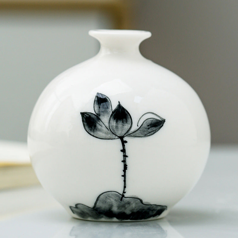 陶瓷手绘小摆件个性时尚小花瓶家居茶道装饰品水培干花花插小花器