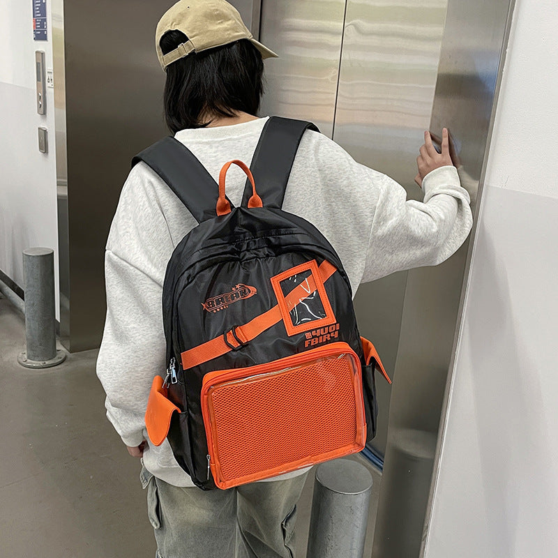 New fashionable Korean version pain bag transparent primary and secondary school student schoolbag men's and women's large-capacity college backpack travel backpack