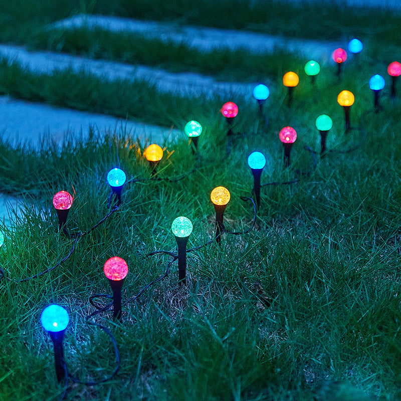 2025 new floor plug bubble ball light string LED solar lawn light photosensitive lead bubble ball color light strip