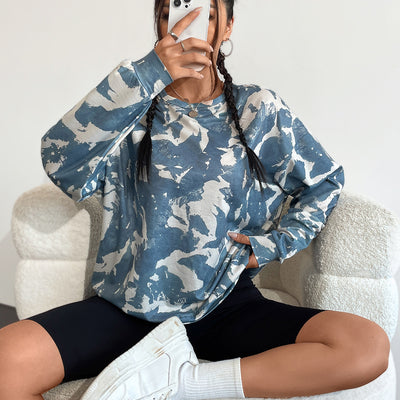 Pre-sale 92193# cross-border women's fashion european and american ins trendy casual versatile tie-dye sweatshirt