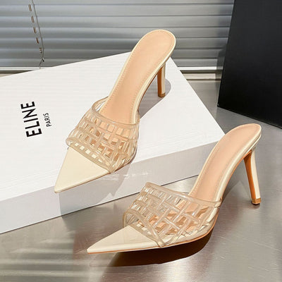Wo transparent high heels women's 2026 new arrival niche design fashion pointed toe stiletto heel fairy shoes versatile summer sandals