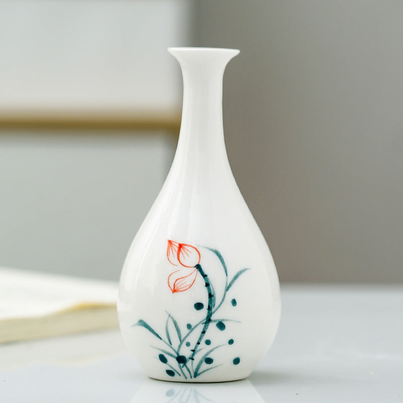陶瓷手绘小摆件个性时尚小花瓶家居茶道装饰品水培干花花插小花器
