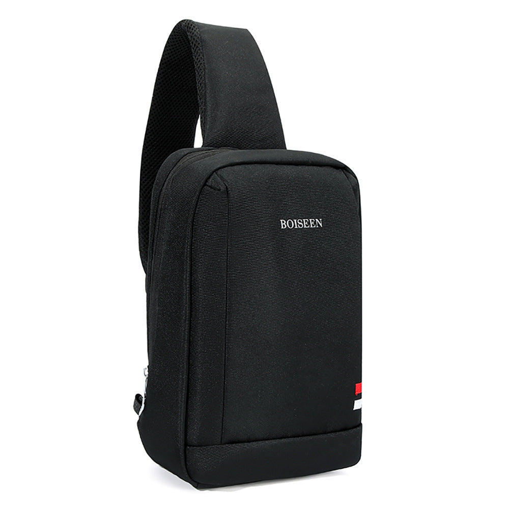 Boiseen  new large-capacity USB port reflective strip men's breast bag business zipper shoulder bag spot