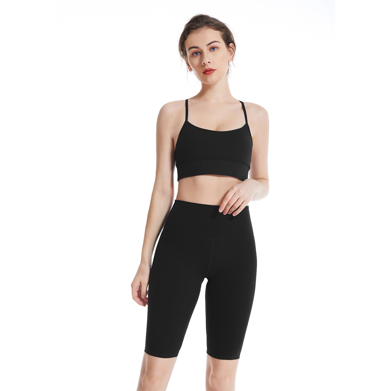 Spring and summer nude thin shoulder straps fitness bra simple beautiful back sexy cycling pants running suspenders yoga vest underwear