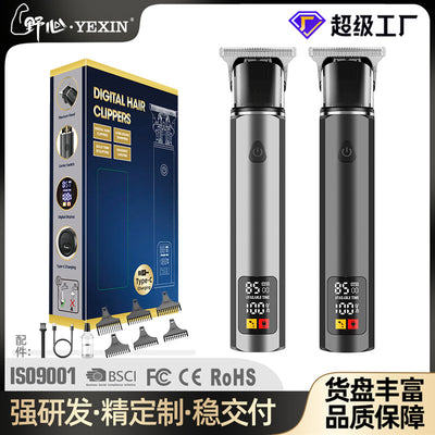 New arrival oil head electric clipper alloy electric digital display hairdressing device engraving bald head artifact for home hairdressing clipper