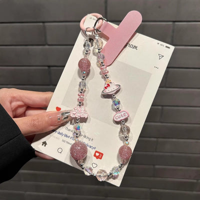 Princess please make a fortune mobile phone chain new arrival alloy mobile phone case lanyard classy sense hand beaded pendant key chain short
