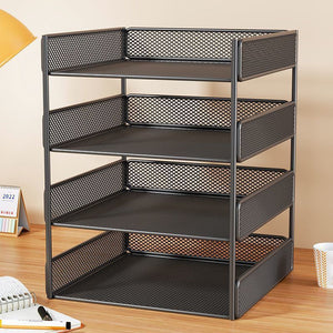 A4 file organizer desktop storage box - multi-layer, high-capacity office document, record, and paper sorting rack