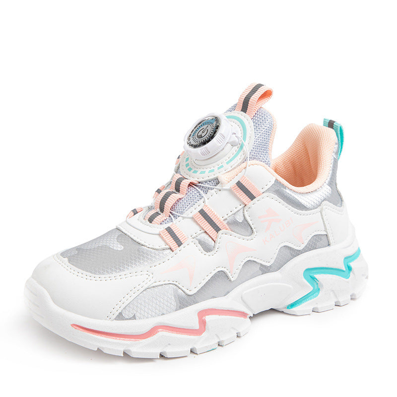 Girls shoes leather Internet celebrities spinning buttons middle older boys handsome running shoes spring autumn winter dad shoes versatile