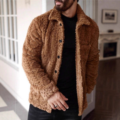 Vintage fashion jacquard woolen jacket for men - new winter collection, slim fit, turn-down collar, stylish and warm outerwear