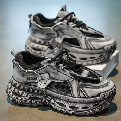 Winter men's new breathable mesh teenager sports shoes men's trendy versatile tire sole chunky dad shoes
