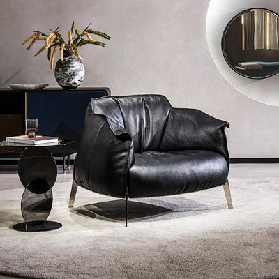 Source factory light luxury single sofa living room for homeclassy designer genuine leather classy art balcony casual chair