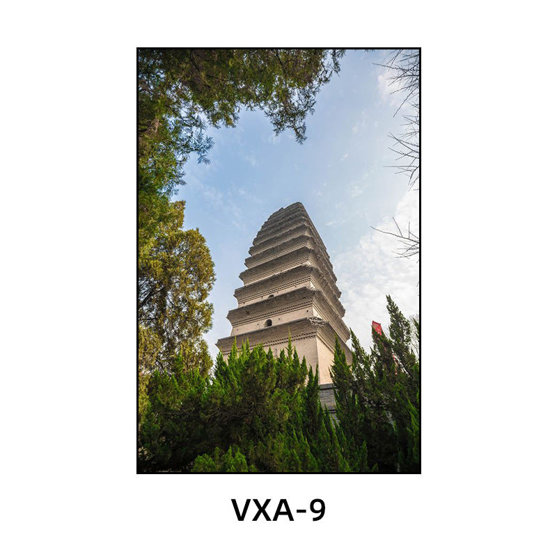 陕西装饰画西安长安古城风景建筑面馆挂画美食餐厅饭店包厢壁画