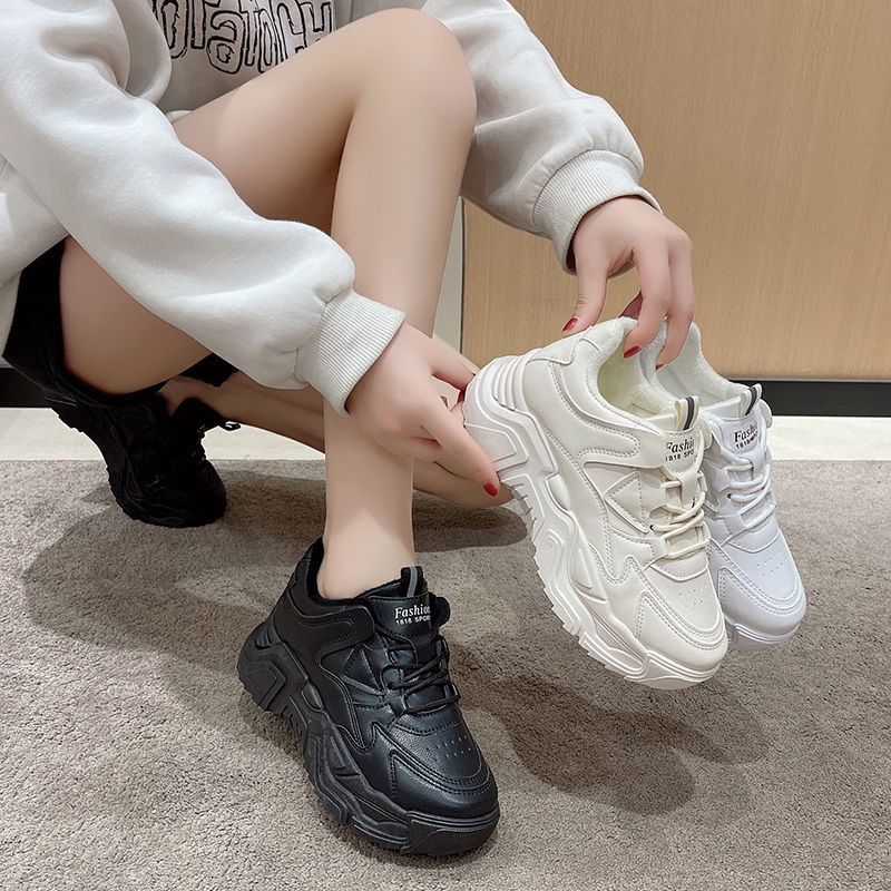 Soft-soled dad shoes women's ins tide 2024 spring and autumn new cotton shoes little white shoes thick-soled super fire casual sports shoes