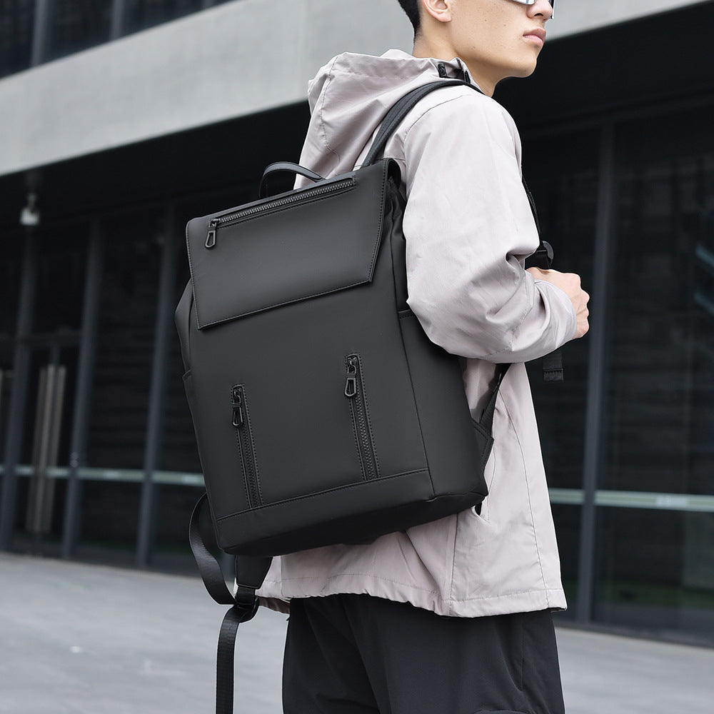 Cross-border new men's casual backpack fashionable personalized business backpack simple solid color college student backpack