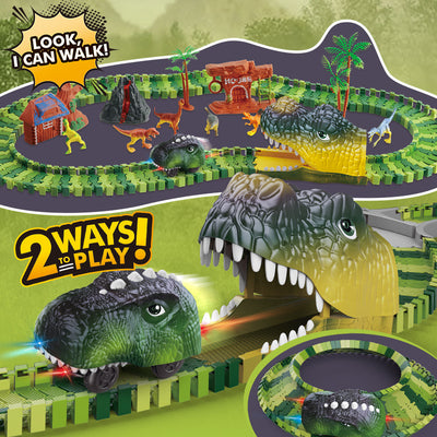 amazon hot-selling dinosaur track car kids' assembly toy, versatile roller coaster electric train wholesale