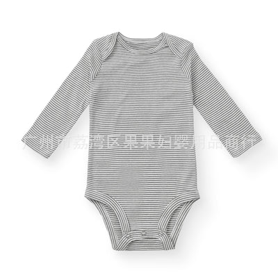Baby pure cotton khaki autumlong sleeves jumpsuit all year round arm strap stripesexport children's clothing men's and women's baby bottom clothing