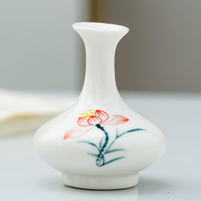 陶瓷手绘小摆件个性时尚小花瓶家居茶道装饰品水培干花花插小花器