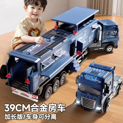 Large alloy trailer rv toy car kids' simulation car model camping truck off-road vehicle model for boys