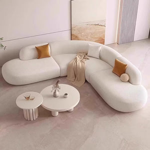 Nordic cream style cat scratching leather large apartment popularins style curved beauty salon hotel rest area corner sofa