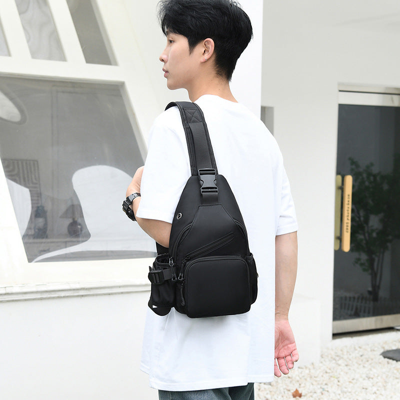 New men's breast bag women's waterproof large-capacity shoulder bag leisure bag nylon cloth messenger bag simple multi-functional bag