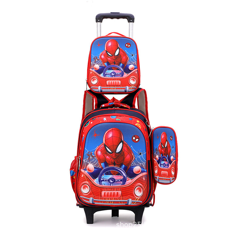 New primary school students tie rod schoolbag 1-6 grades boys and girls backpack lunch bag cartoon children's bag