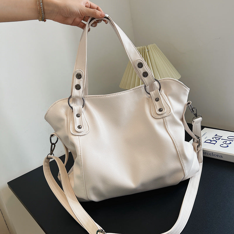 Foreign trade large-capacity bag 2025 new women's bag retro versatile messenger bag simple casual shoulder tote bucket