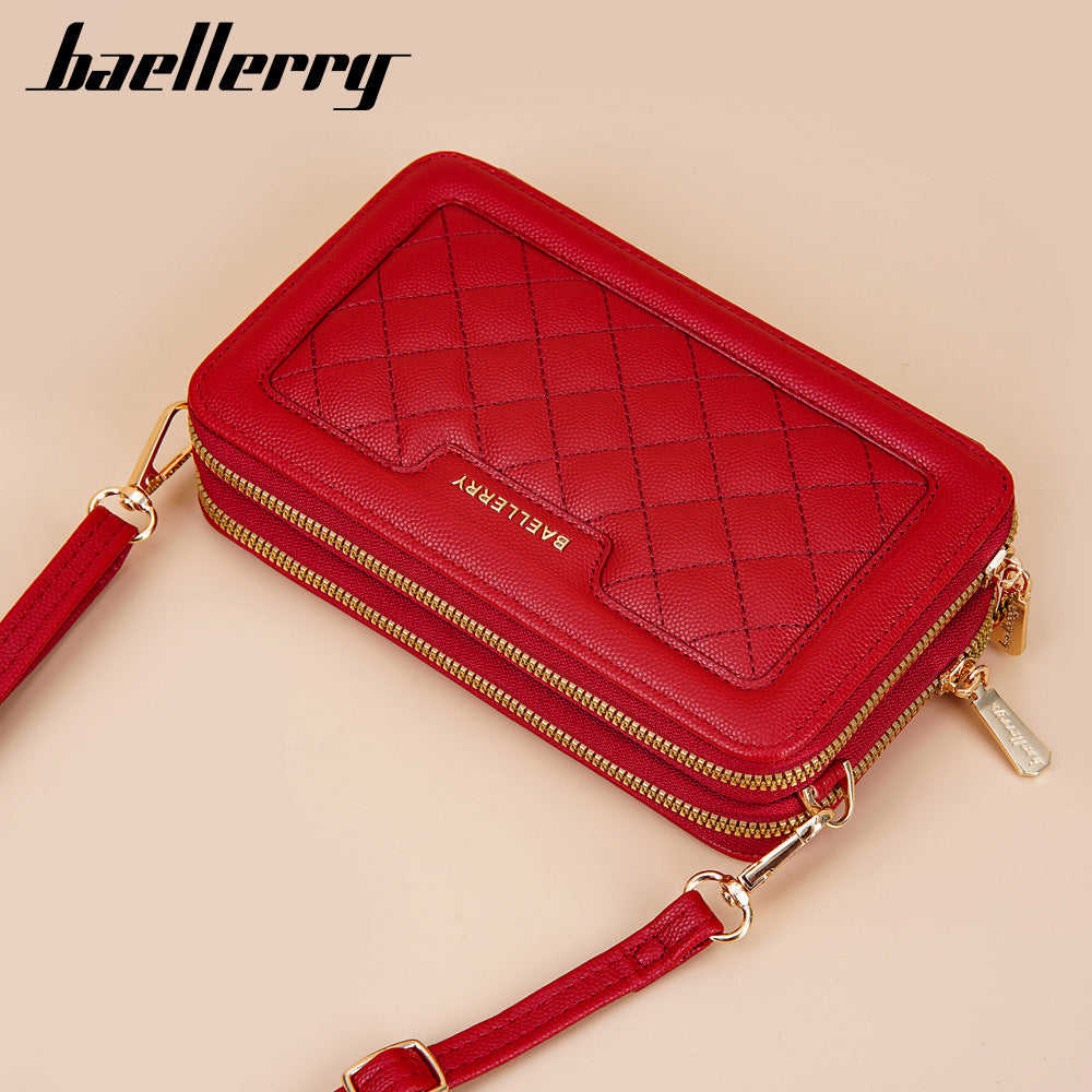 New baellerry women's wallet fashionable large-capacity diamond messenger bag premium zipper mobile phone bag