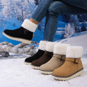 Cotton shoes fleece-linedheattechwinter snow boots women's belt buckle new style side zipper large size wholesale