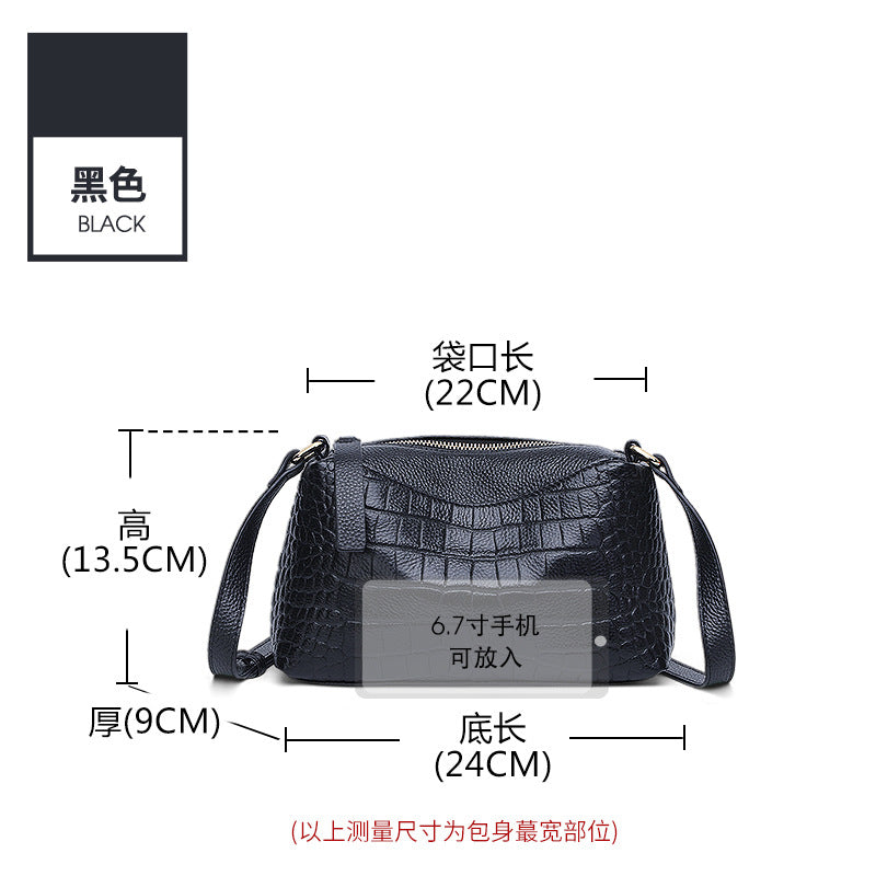 Casual trend leather women's messenger bag 2025 new versatile women's backpack crocodile pattern first layer cowhide shoulder bag