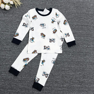 Kids' 100% cotton pajama set - autumn/winter penguin print sleepwear for boys and girls - long sleeve top and pants - soft, breathable loungewear