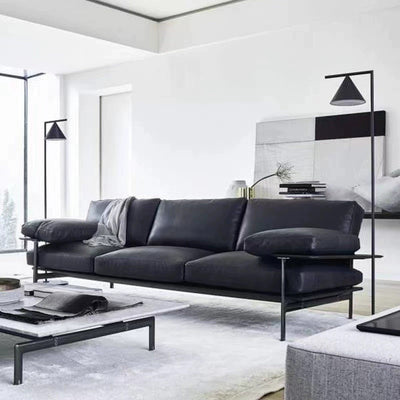 Italian minimalist genuine leather sofa - designer recommended for villas, living rooms, and large apartments - diesis vintage leather art sofa