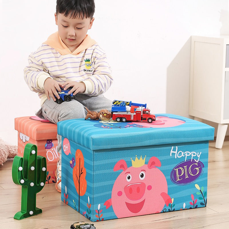 Cartoon printing storage stool household storage stool children's toys snack storage box rectangular film shoe changing stool