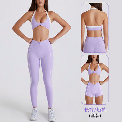 color block twist high-waisted butt-lifting yoga shorts, pants, tank top, running sports bra, yoga outfit set for women