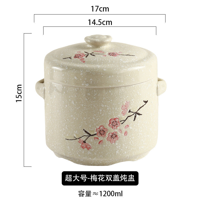 陶瓷隔水炖盅带盖双盖炖燕窝蒸蛋双耳炖罐家用中大号汤盅餐厅酒店