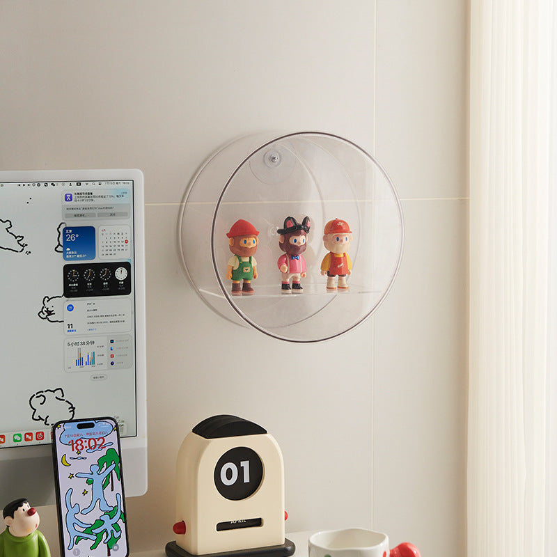 Round wall-mounted doll display box ins wind living room entrance tide play figure blind box storage box transparent display stand