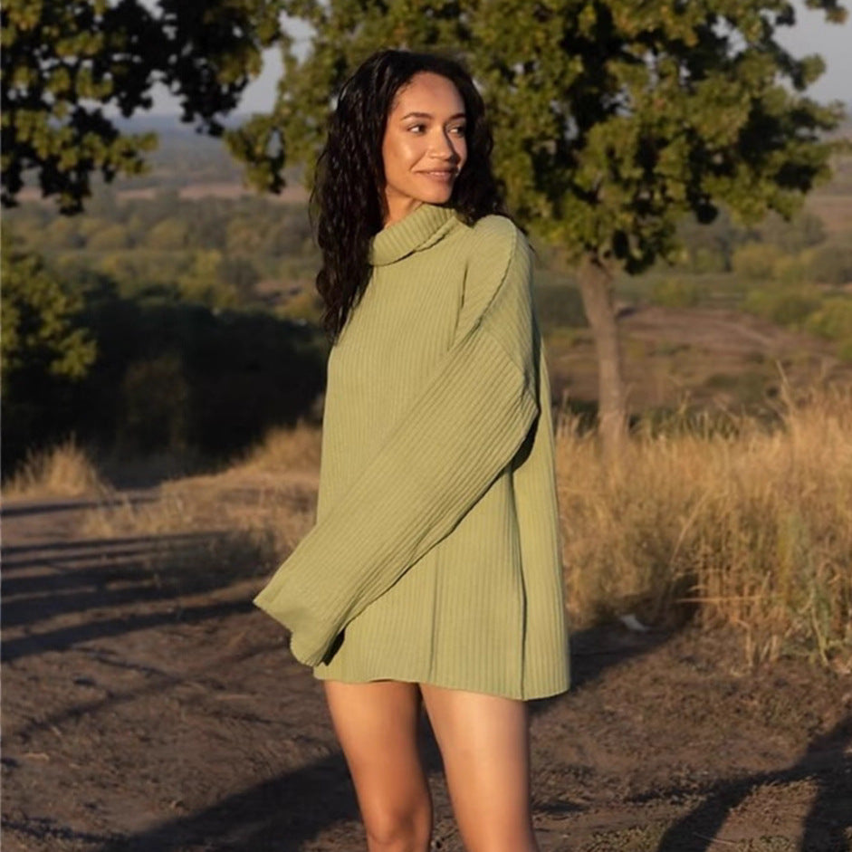 European and American independent station tk autumn and winter sweater lazy style turtleneck loose knitted top