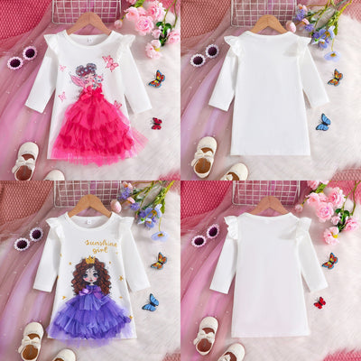 cross-border e-commerce: new summer collection of cartoon print dresses for girls (ages 2-6) - wholesale in-stock
