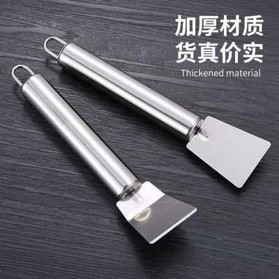 Stainless steel heavy-duty ice scraper & pan scraper - kitchen tool for removing grease, defrosting freezers, and scraping ice