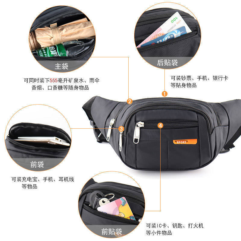 New fanny pack women's large-capacity multi-function anti-splashing water cashier business bag outdoor travel fashion mobile phone fanny pack men