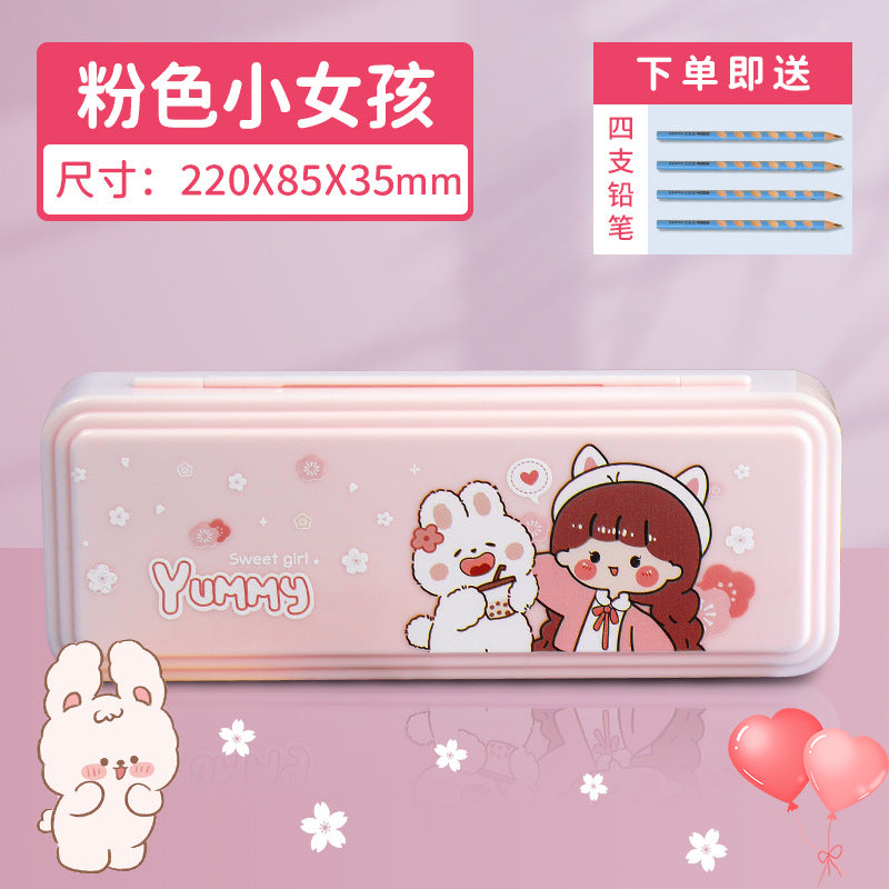 Student stationery box wholesale children's cartoon cute astronaut plastic waterproof pencil case multi-functional combination lock pencil case