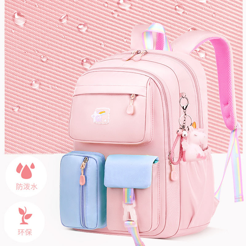New primary school schoolbag female lightweight spine protection 1-3-6 grade Korean version of children's cartoon backpack wholesale
