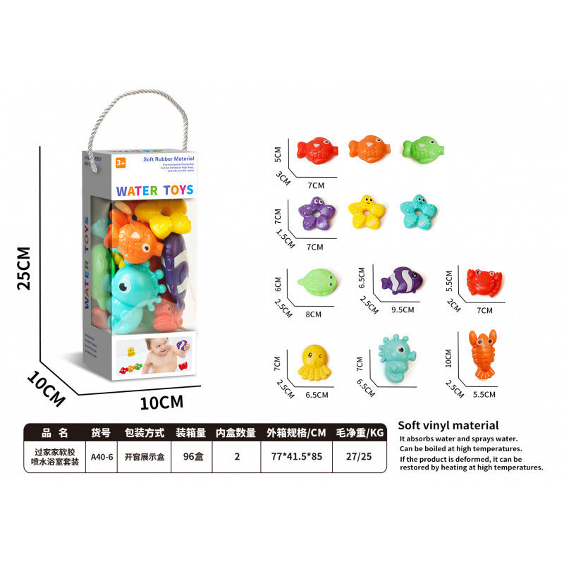 Cross-border export baby bath, water spray indoor bathroom soft glue kneading glue decompression toy press spray