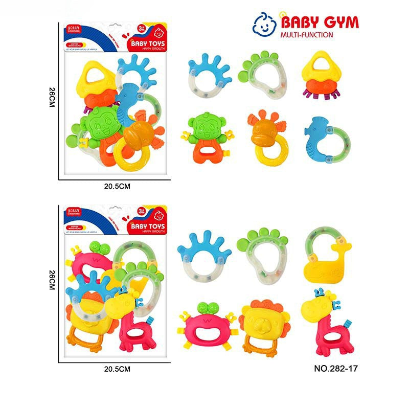 Cross-border export babies 0-12 months can be boiled baby bite glue toothpaste set newborn hand claw rattle bed bell