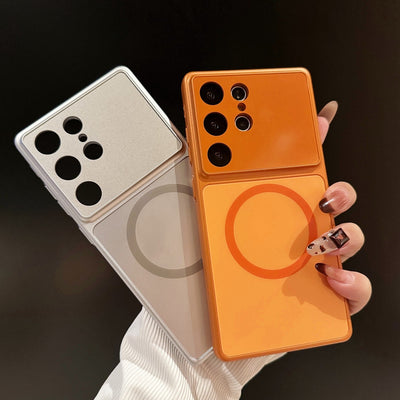 Two-tone color magnetic phone case with matte premium lens protector for samsung s26 ultra & s25 ultra