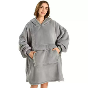 European and american style lambswool hooded fleece blanket - oversized printed sweatshirt loungewear for women and couples