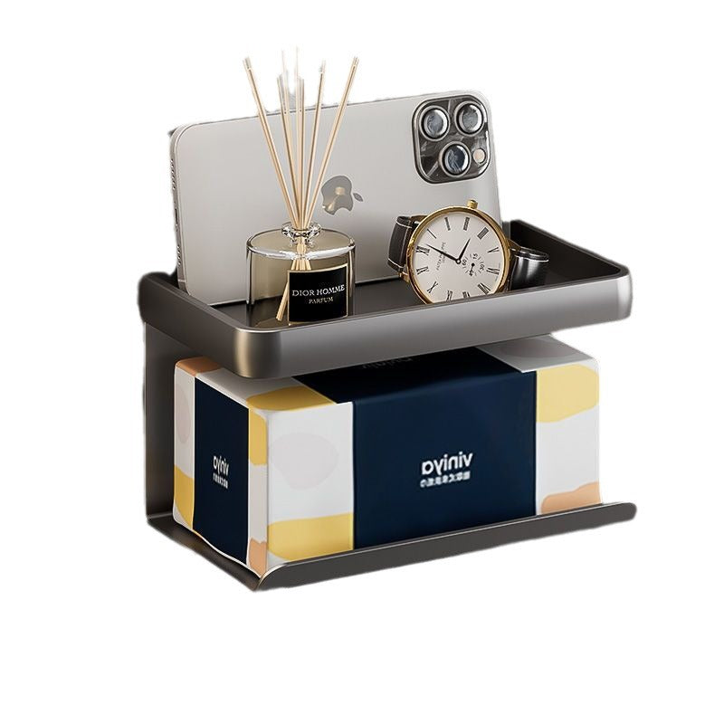 Paper Tissue Rack No Punching Toilet Paper Box Wall Mounted Roll Paper Tissue Box Household Storage Shelf Pumping Paper Box