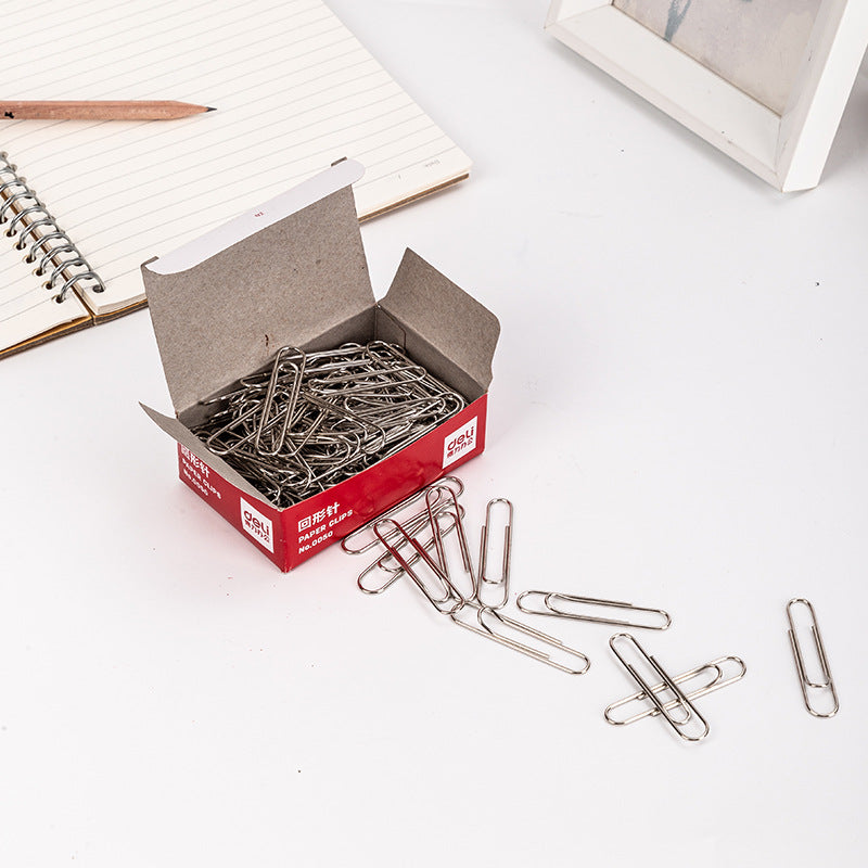 Deli 0050 large paper clip 50mm metal silver paper clip U-shaped fixed data 100 pieces