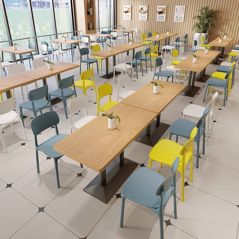 Company Staff School Canteen Restaurant Table and Chair Combination Catering Noodle House Fast Food Snack Bar Milk Tea Shop Rock Slate Table